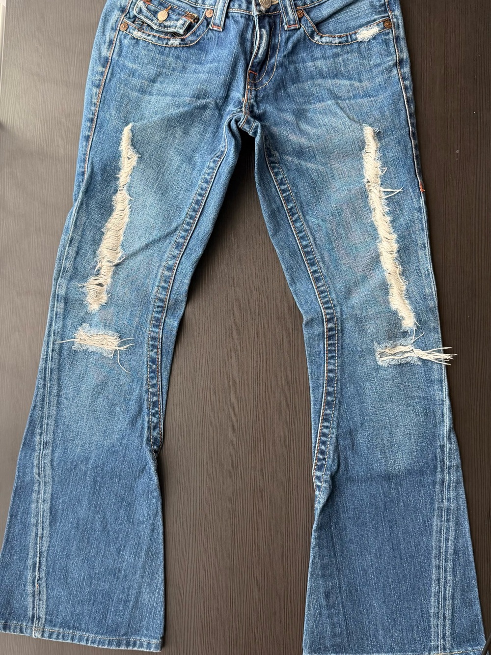 True Religion Lowrise Flare Jeans in Blue